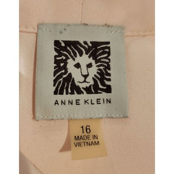 Anne Klein Light Peach Sleeveless Button-down Blouse with Tie - Picture 6 of 7